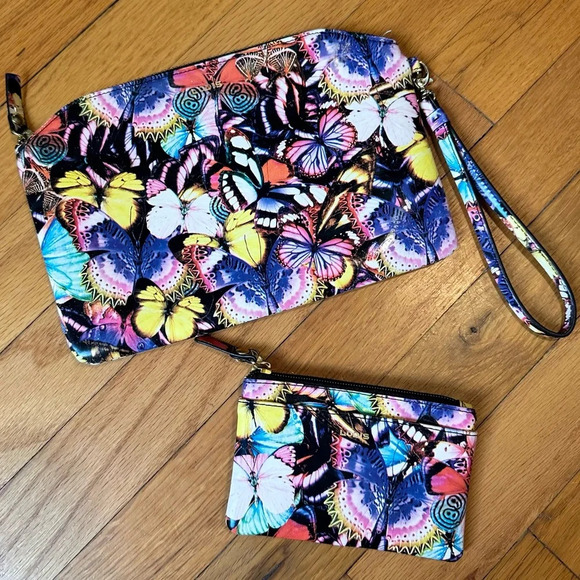Lodis Handbags - Lodis Colorful Butterfly Patent Leather Wristlet & Matching Wallet Coin Purse